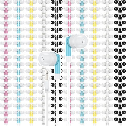 Xuhal 400 Packs Bulk Earbuds Kids Wired Headphones Colorful in Ear Earphones Classroom Buds for Smartphones Laptop School Library Students Supplies, 5 Colors in Saudi Arabia