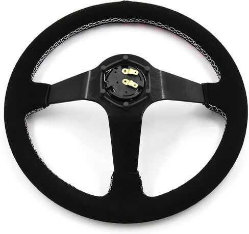 Drift King Steering Wheel 350mm Deep Dish 6 Bolt For JDM Sport Racing Steering Wheel Suede Horn Button Included in Saudi Arabia