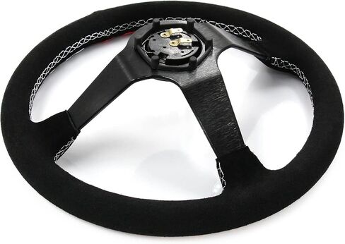 Drift King Steering Wheel 350mm Deep Dish 6 Bolt For JDM Sport Racing Steering Wheel Suede Horn Button Included in Saudi Arabia