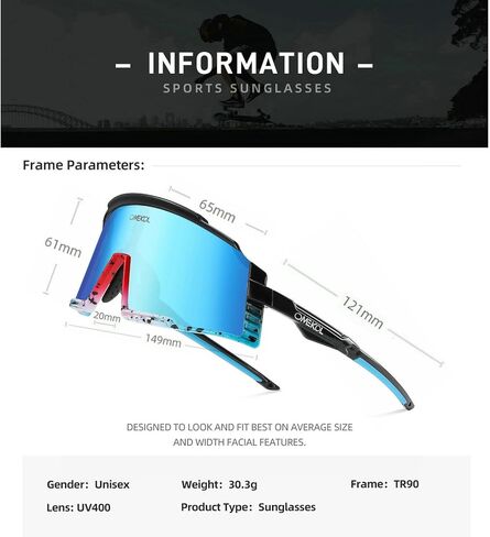 OMEKOL Two Sizes For Adults and Youth Sunglasses Sports Baseball Cycling Glasses Men Women MTB Bicycle Eyewear Outdoor in Saudi Arabia