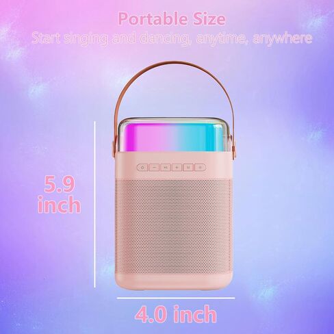 Mini Karaoke Machine for Kids Adults, Portable Bluetooth Speaker with 2 Wireless Microphone, Led Lights Karaoke Birthday Gifts for Girls 4, 5, 6, 7, 8+ Years Old Toddler Teens (Lightpink) in Saudi Arabia