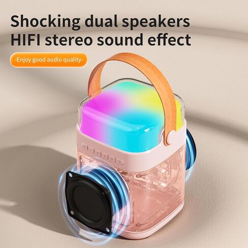 Mini Karaoke Machine for Kids Adults, Portable Bluetooth Speaker with 2 Wireless Microphone, Led Lights Karaoke Birthday Gifts for Girls 4, 5, 6, 7, 8+ Years Old Toddler Teens (Lightpink) in Saudi Arabia