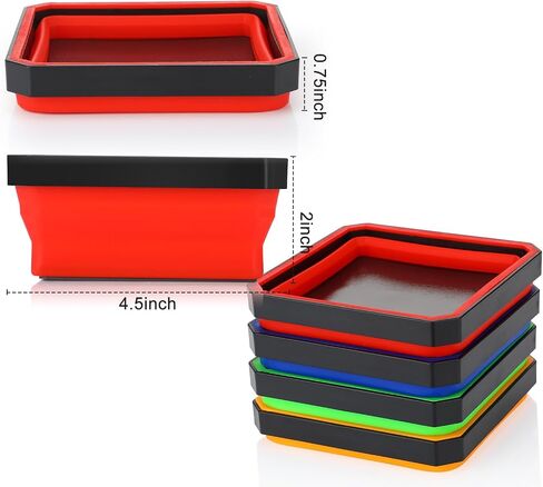 Barydat 10 Pcs Magnetic Tool Tray Collapsible Foldable Parts Trays Set Magnetic Screw Tray Magnetic Parts Bowl Square Silicone Magnetic Tool for Bolts Nuts Washers Pins Screw Parts (Blue) in Saudi Arabia