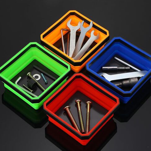Barydat 10 Pcs Magnetic Tool Tray Collapsible Foldable Parts Trays Set Magnetic Screw Tray Magnetic Parts Bowl Square Silicone Magnetic Tool for Bolts Nuts Washers Pins Screw Parts (Blue) in Saudi Arabia