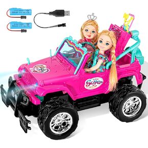 سيارة ULOVEME Purple Je ep بجهاز تحكم عن بعد للفتيات مع دمية 5.5 بوصة وأضواء LED، شاحنات للطرق الوعرة 2.4 جيجا هرتز، لعبة سيارة بجهاز تحكم عن بعد بمقياس 1:16 تحمل دميتين (سيارة وردية) in Kuwait