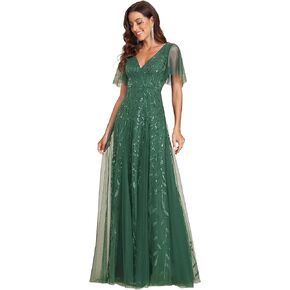 Ever-Pretty Women's Short Sleeve A-line Embroidery Elegant Sepcial Occasion Dress Black US12 in Saudi Arabia
