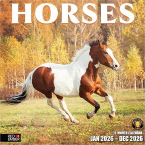 RED EMBER Horses 2026 Wall Calendar 12 Month | 12" x 24" Open | Thick & Sturdy Paper | Holiday Gift | Animal Calendar 2026 in Saudi Arabia