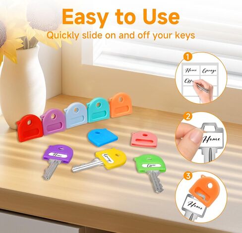 24 Pack Key Covers Caps, 1" Standard Key Caps, Key Identifiers Covers for Standard Flat House Keys Organization (Not Suitable for Odd-Shaped Keys), 8 Colors in Saudi Arabia
