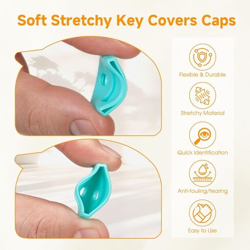 24 Pack Key Covers Caps, 1" Standard Key Caps, Key Identifiers Covers for Standard Flat House Keys Organization (Not Suitable for Odd-Shaped Keys), 8 Colors in Saudi Arabia