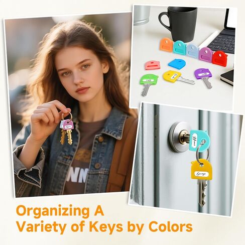 24 Pack Key Covers Caps, 1" Standard Key Caps, Key Identifiers Covers for Standard Flat House Keys Organization (Not Suitable for Odd-Shaped Keys), 8 Colors in Saudi Arabia