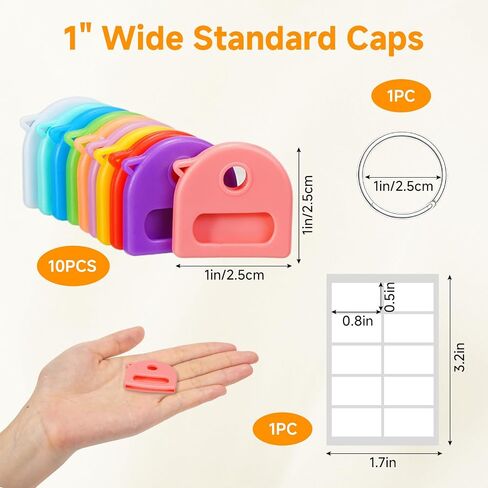 24 Pack Key Covers Caps, 1" Standard Key Caps, Key Identifiers Covers for Standard Flat House Keys Organization (Not Suitable for Odd-Shaped Keys), 8 Colors in Saudi Arabia