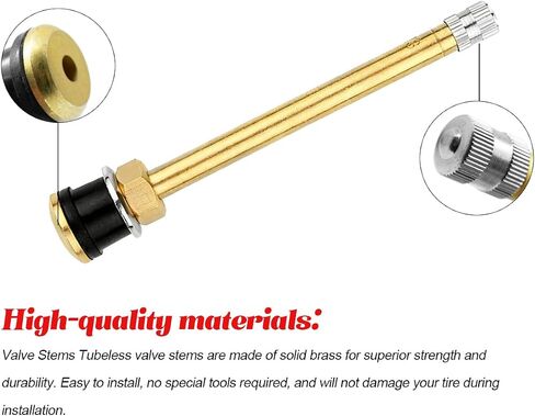 TR573 Truck Tire Valve Stems, 10PCS Brass Commercial 4-3/8 Vehicle Tubeless Valve Stems Replacement for Rim Φ.625", Clamp-in Automotive Tire Repair Accessories, Universal Fit in Saudi Arabia