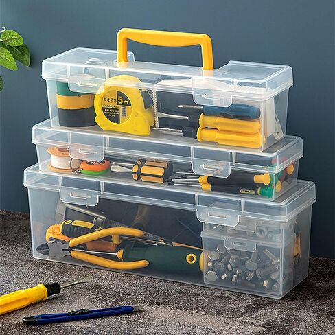 صندوق تخزين الأجهزة الشفاف مثالي لتنظيم اللوازم وأدوات ورشة العمل. صندوق الأدوات اليدوية، حاوية تخزين الأجهزة متعددة الوظائف in Kuwait