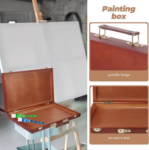 SHINEOFI Portable Wooden Painting Box with Handle Lightweight Compact Drawing Tool Case for Artists Outdoor Travel Storage in Saudi Arabia