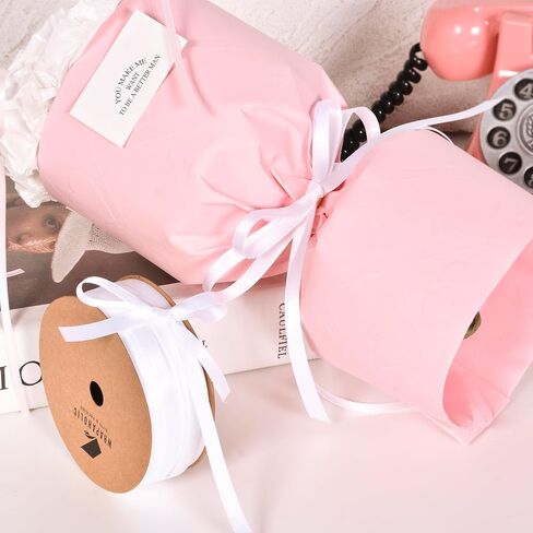 شريط ساتان أحمر مزدوج الوجه من WRAPAHOLIC، 1/4 بوصة × 50 ياردة متواصلة، لفافة شريط قماش حرفية لتغليف الهدايا وخياطة دعوات الزفاف وديكورات الحفلات in Kuwait