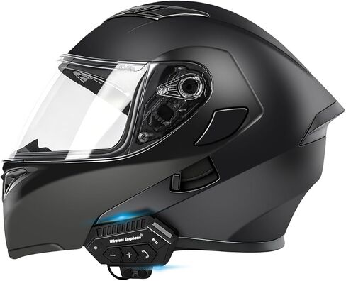 Motorcycle Bluetooth Modular Helmet, DOT FMVSS-218 Approved Flip Up Full Face Motorcycle Dual Visor Helmet, with Dual Speakers and Microphone, for Adults Men and Women in Saudi Arabia