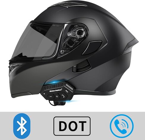 Motorcycle Bluetooth Modular Helmet, DOT FMVSS-218 Approved Flip Up Full Face Motorcycle Dual Visor Helmet, with Dual Speakers and Microphone, for Adults Men and Women in Saudi Arabia