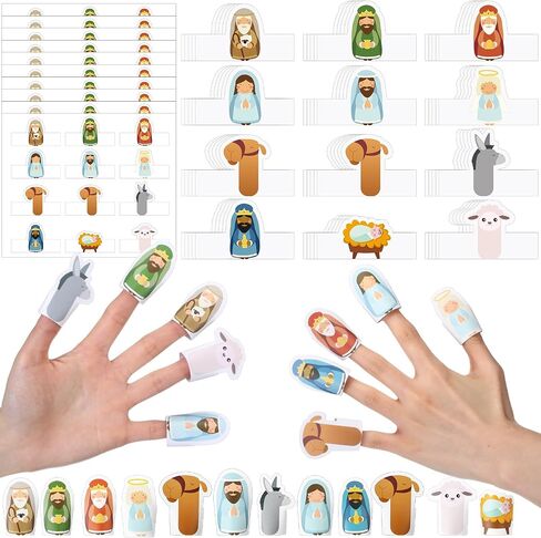 Tenceur 24 Sets Christmas Nativity Finger Puppets Make Your Own Christian Nativity Scene Crafts Religious Sunday School Story Education Supplies for Holy Night Party Favor Classroom Activities in Saudi Arabia