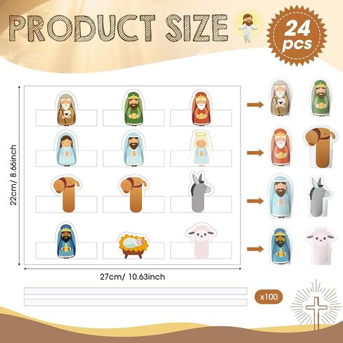 Tenceur 24 Sets Christmas Nativity Finger Puppets Make Your Own Christian Nativity Scene Crafts Religious Sunday School Story Education Supplies for Holy Night Party Favor Classroom Activities in Saudi Arabia