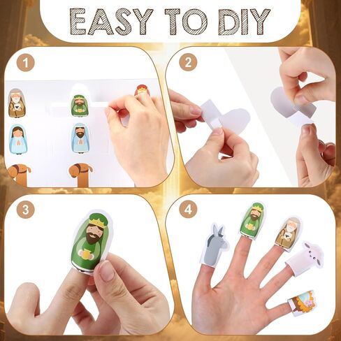 Tenceur 24 Sets Christmas Nativity Finger Puppets Make Your Own Christian Nativity Scene Crafts Religious Sunday School Story Education Supplies for Holy Night Party Favor Classroom Activities in Saudi Arabia