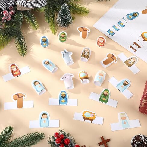 Tenceur 24 Sets Christmas Nativity Finger Puppets Make Your Own Christian Nativity Scene Crafts Religious Sunday School Story Education Supplies for Holy Night Party Favor Classroom Activities in Saudi Arabia