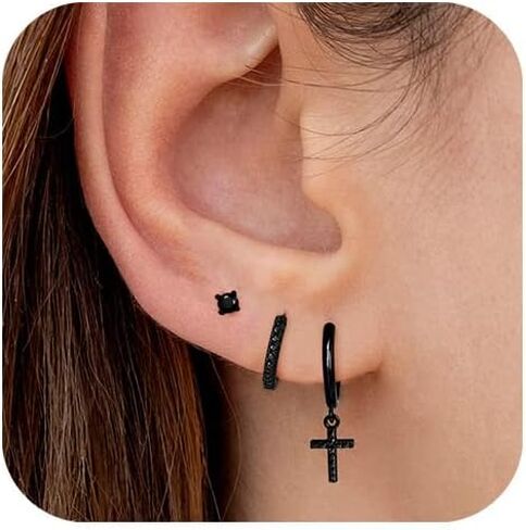 Gold Hoop Earring Set for Women, 14k Gold Plated Lightweight Small Dainty Huggie Hoop Stud Earring, White Gold Trendy Hypoallergenic Hoops Studs Drop 925 Sterling Sliver Earring Gift in Saudi Arabia