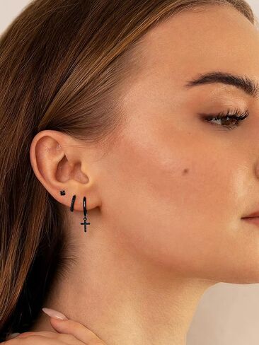 Gold Hoop Earring Set for Women, 14k Gold Plated Lightweight Small Dainty Huggie Hoop Stud Earring, White Gold Trendy Hypoallergenic Hoops Studs Drop 925 Sterling Sliver Earring Gift in Saudi Arabia