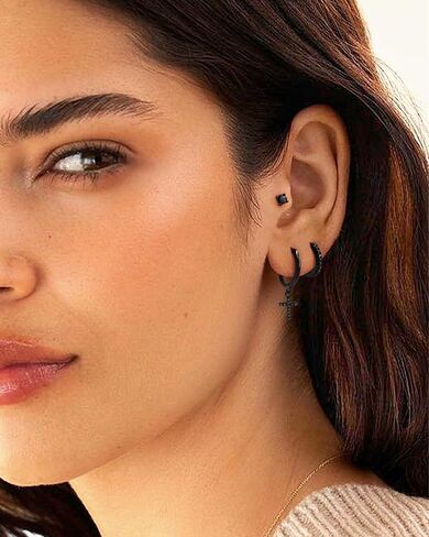 Gold Hoop Earring Set for Women, 14k Gold Plated Lightweight Small Dainty Huggie Hoop Stud Earring, White Gold Trendy Hypoallergenic Hoops Studs Drop 925 Sterling Sliver Earring Gift in Saudi Arabia