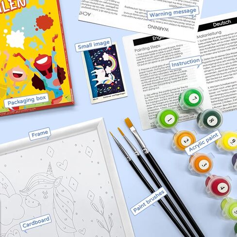 Nariolar Paint by Numbers for Kids Ages 4-8-12 with 7X9.5 inch Pre-Printed Cardboard,11 Acrylic Paint Pots and 3 Painting Brushes, Room Decor for Children,(Proud Lion) in Kuwait