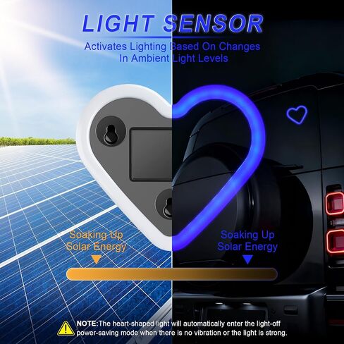 مصابيح LED داخلية للسيارة، إضاءة محيطة على شكل قلب للنوافذ، 5 أوضاع إضاءة، شحن من خلال النوع C والطاقة الشمسية، ديكورات سيارة للنساء والرجال، حزمة من 1، (أزرق ثلجي) in Kuwait
