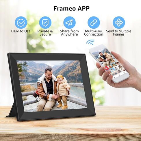 إطار صورة رقمي Frameo مقاس 15.6 بوصة، إطار صور ذكي WiFi مع مساحة تخزين 32 جيجابايت، شاشة لمس عالية الدقة 1920x1080 IPS، حامل على الحائط وسطح الطاولة، مشاركة الصور ومقاطع الفيديو على الفور، للأم in Kuwait