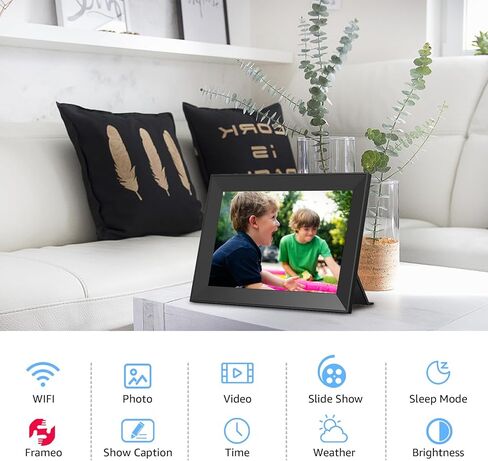 إطار صورة رقمي Frameo مقاس 15.6 بوصة، إطار صور ذكي WiFi مع مساحة تخزين 32 جيجابايت، شاشة لمس عالية الدقة 1920x1080 IPS، حامل على الحائط وسطح الطاولة، مشاركة الصور ومقاطع الفيديو على الفور، للأم in Kuwait
