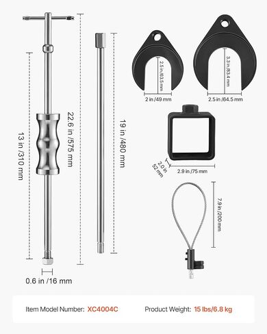 VEVOR Inner CV Axle Puller Tool Set with 5/8 in-18 Slide Hammer & 2-Inch 2.5-Inch CV Joint Fork Adapter, Inner CV Joint Removal Tool Kit, Heavy Duty Front Wheel Drive Axle Puller Slide Hammer Set in Saudi Arabia