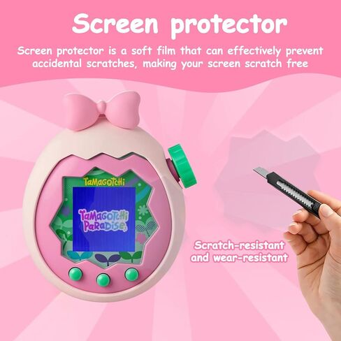 حافظة Seltureone for Tamagotchi Paradise مع حبل ساحر لطيف وواقيتين للشاشة، غطاء فيونكة سيليكون ناعم مقاوم للخدش لـ Tamagotchi Paradise - وردي ناعم in Kuwait
