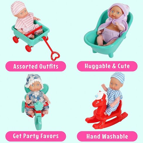fash n kolor Mini Princess Dolls Set for Girls – 6 Small Royal Toddler Dolls with Dresses, Tiaras & Accessories – Dollhouse Doll Figures for Pretend Play & Party Favors Set for Girls in Saudi Arabia