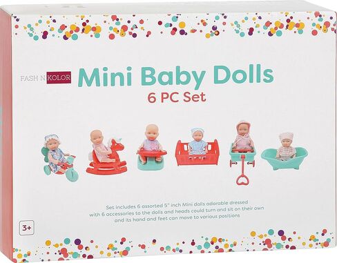 fash n kolor Mini Princess Dolls Set for Girls – 6 Small Royal Toddler Dolls with Dresses, Tiaras & Accessories – Dollhouse Doll Figures for Pretend Play & Party Favors Set for Girls in Saudi Arabia