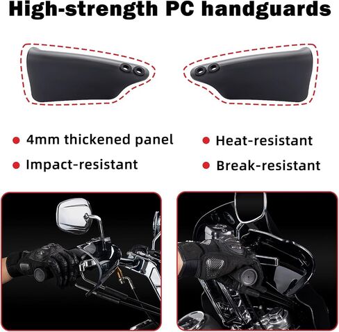 Performance PC Motorcycle Hand Guards, Durable Smoke Handlebar Handguards Wind Deflectors Compatible with 2018-2023 Harley Touring and Softail Models in Saudi Arabia