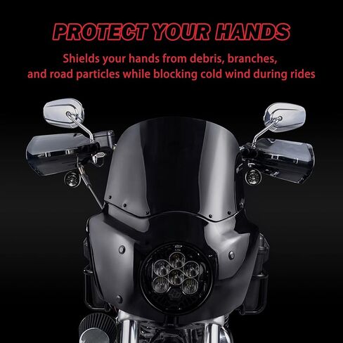 Performance PC Motorcycle Hand Guards, Durable Smoke Handlebar Handguards Wind Deflectors Compatible with 2018-2023 Harley Touring and Softail Models in Saudi Arabia