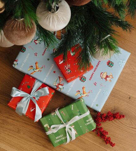 ZICOTO Beautiful Christmas Unicorn Wrapping Paper Roll Set - Cute Set of 3 Quality Rolls With Festive Designs for Girls - Add a Touch of Magic to Every Kids Gift You Wrap - 17 x 120 in in Saudi Arabia