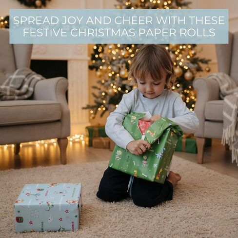 ZICOTO Beautiful Christmas Unicorn Wrapping Paper Roll Set - Cute Set of 3 Quality Rolls With Festive Designs for Girls - Add a Touch of Magic to Every Kids Gift You Wrap - 17 x 120 in in Saudi Arabia