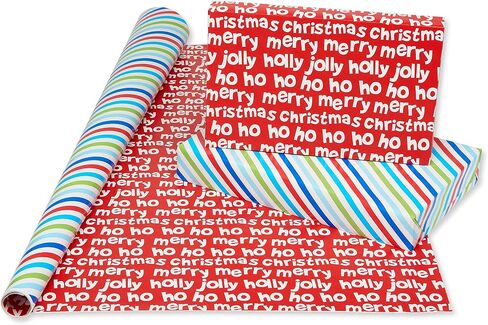 American Greetings Jumbo Kids Christmas Wrapping Paper Roll, Dinosaur, Unicorns, and Yetis Holiday Gift Wrap (175 sq. ft., 1 Extra Large Reversible Roll-30 in. x 70 ft.) Colorful, Black, Green in Saudi Arabia
