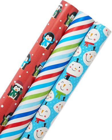 American Greetings Jumbo Kids Christmas Wrapping Paper Roll, Dinosaur, Unicorns, and Yetis Holiday Gift Wrap (175 sq. ft., 1 Extra Large Reversible Roll-30 in. x 70 ft.) Colorful, Black, Green in Saudi Arabia