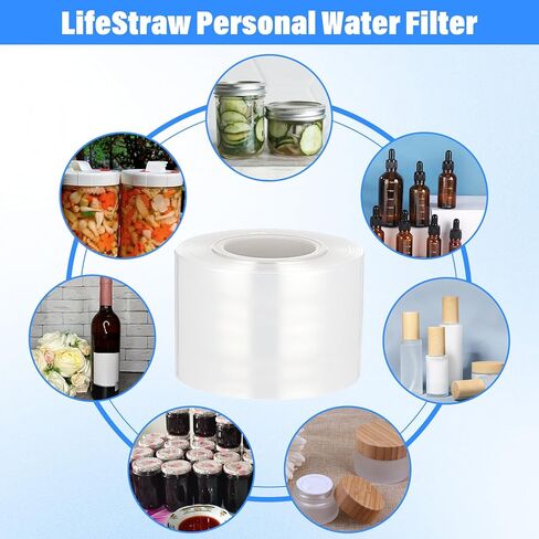 لفتان صغيرتان قابلتان للتمدد لأختام الزجاجات والجرار، طبقة مطاطية عالية الأداء بطول 1.57 بوصة * 1000 قدم، لفافة تغليف قابلة للانكماش غير ساخنة لعلب الجرار والزجاجات وملمع الشفاه القصدير in Kuwait