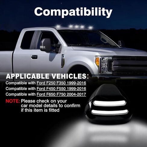 ضوء سقف الكابينة LED ضوء علامة السقف الأبيض للشاحنة، 1999-2016 متوافق مع Ford Super Duty‌ F250/F350/F450/F550، 2004-2017 متوافق مع مصابيح كابينة Ford F650 F750، 5 قطع (أبيض) in Kuwait