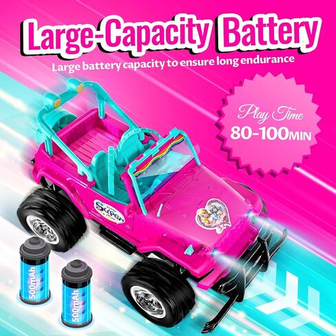 ULOVEME Purple Je ep Remote Control Car for Girls with 5.5" Doll & LED Lights, 2.4GHz Off-Road Trucks, 1:16 Scale Remote-Control Toy Car Holds 2 Dolls (Pink Car) in Saudi Arabia