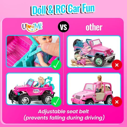 ULOVEME Purple Je ep Remote Control Car for Girls with 5.5" Doll & LED Lights, 2.4GHz Off-Road Trucks, 1:16 Scale Remote-Control Toy Car Holds 2 Dolls (Pink Car) in Saudi Arabia
