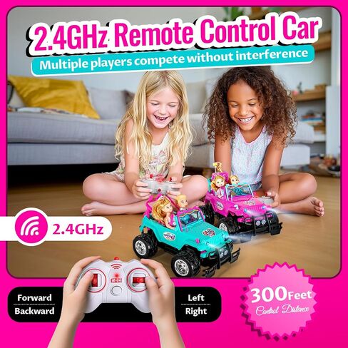 ULOVEME Purple Je ep Remote Control Car for Girls with 5.5" Doll & LED Lights, 2.4GHz Off-Road Trucks, 1:16 Scale Remote-Control Toy Car Holds 2 Dolls (Pink Car) in Saudi Arabia