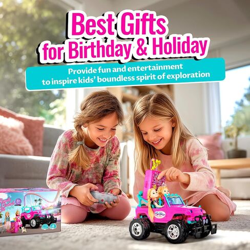 ULOVEME Purple Je ep Remote Control Car for Girls with 5.5" Doll & LED Lights, 2.4GHz Off-Road Trucks, 1:16 Scale Remote-Control Toy Car Holds 2 Dolls (Pink Car) in Saudi Arabia