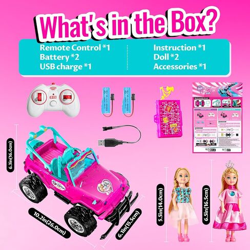 ULOVEME Purple Je ep Remote Control Car for Girls with 5.5" Doll & LED Lights, 2.4GHz Off-Road Trucks, 1:16 Scale Remote-Control Toy Car Holds 2 Dolls (Pink Car) in Saudi Arabia