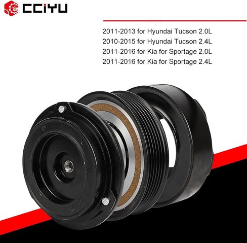 Cciyu التيار المتناوب الفاصل 2011-2013 لشركة هيونداي توكسون 2.0L 2010-2015 لشركة هيونداي توكسون 2.4L يستبدل التيار المتناوب قابض الضاغط للسيارة 6 الأخاديد in Kuwait
